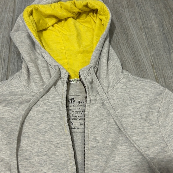 Women's Green Apple Activewear Gray/Yellow Hoodie - SMALL - Picture 1 of 12
